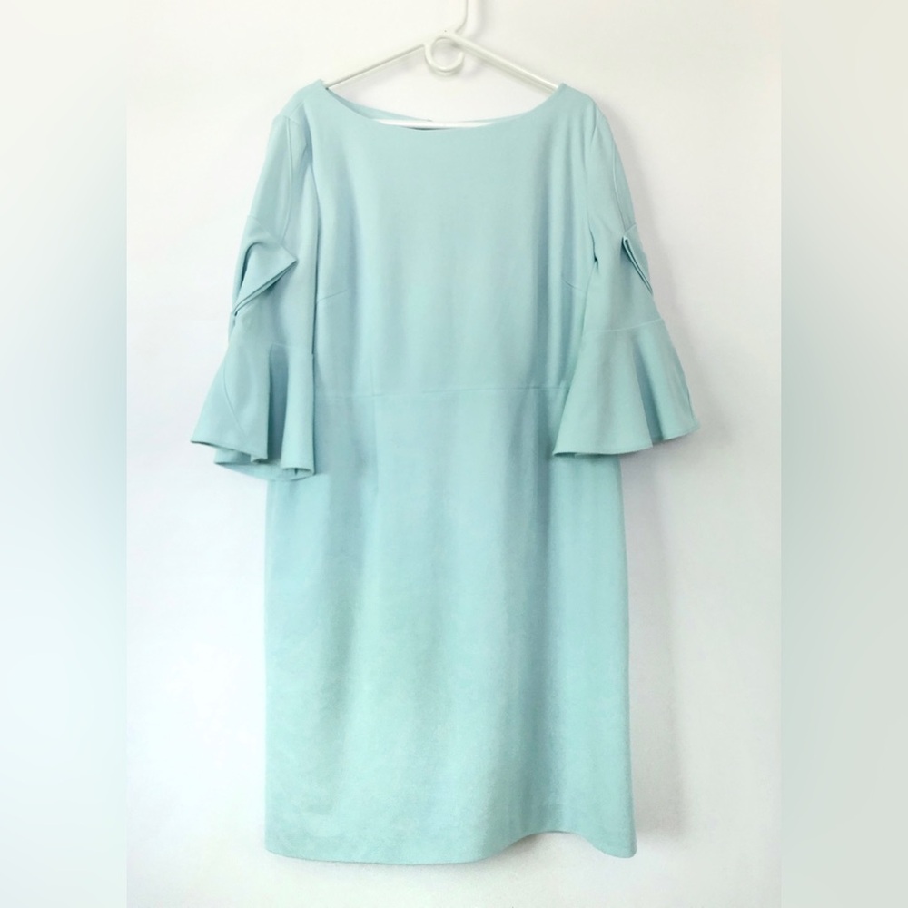 Preston & York Womens Light Blue 3/4 Flare Sleeve Midi Dress Lined Plus Size 18